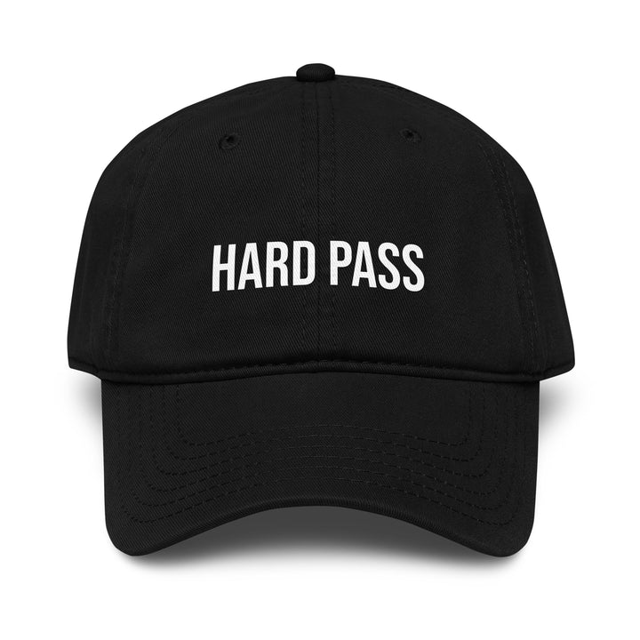 Hard Pass Dad Hat – Black – Front View