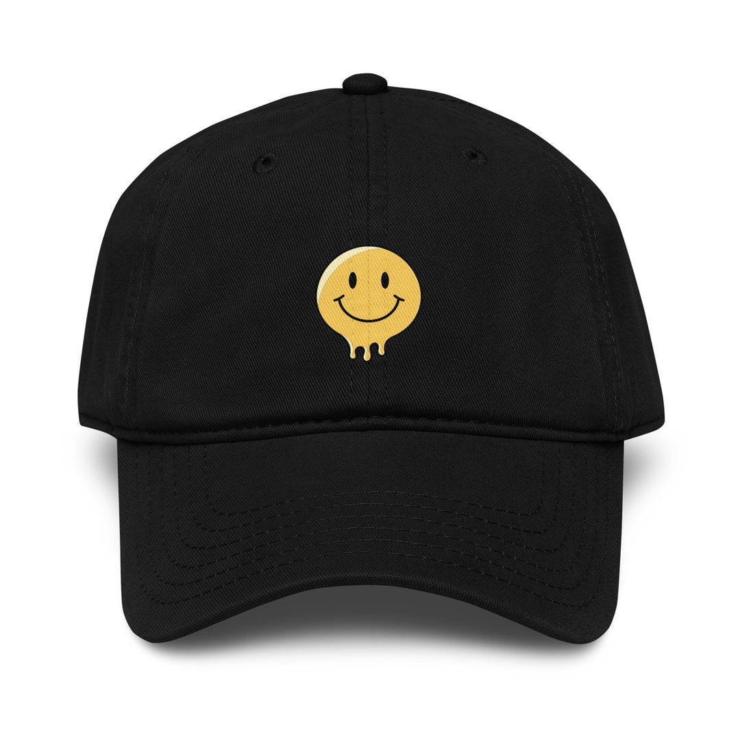 Yellow Smiley Dad Hat – Black – Front View