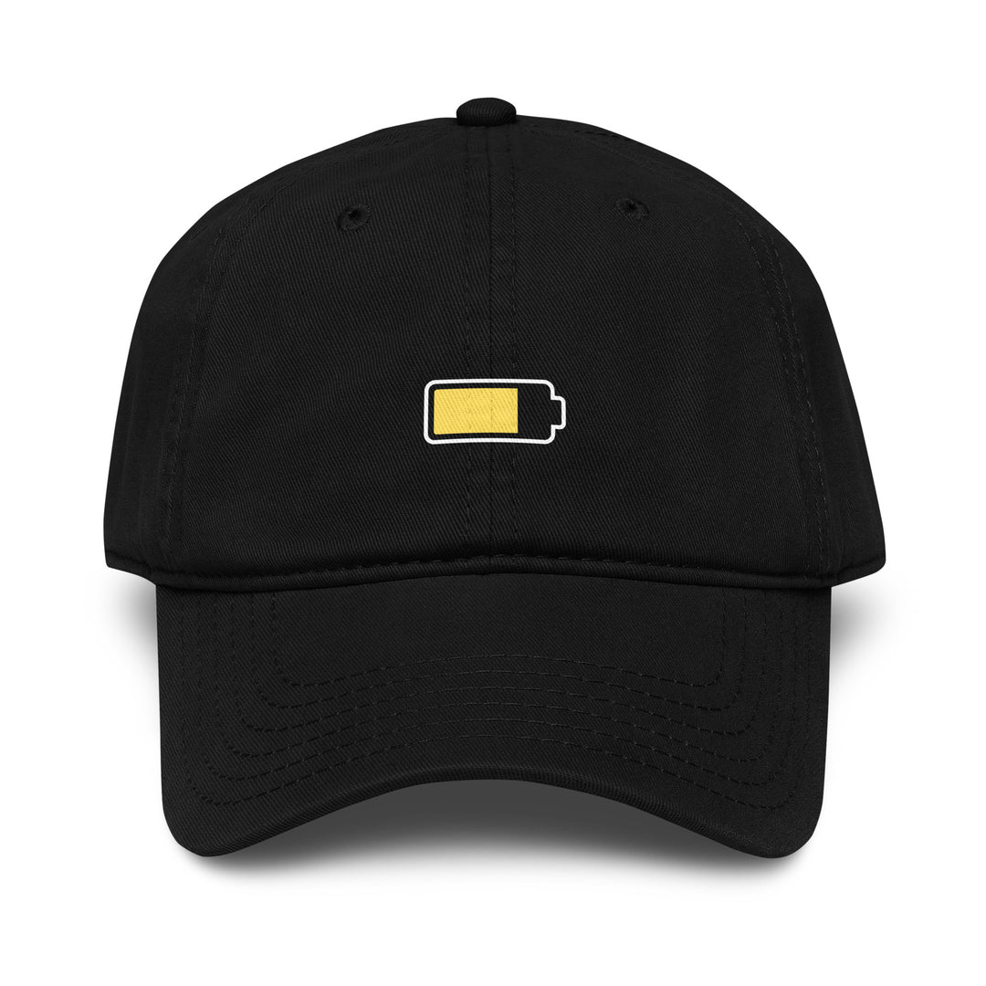 Medium Battery Dad Hat – Black – Front View
