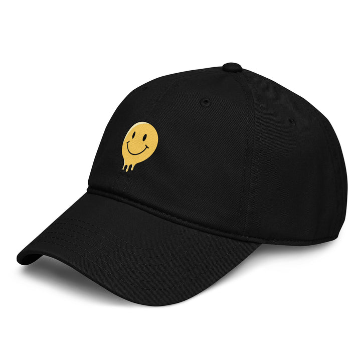 Yellow Smiley Dad Hat – Black – Left Side
