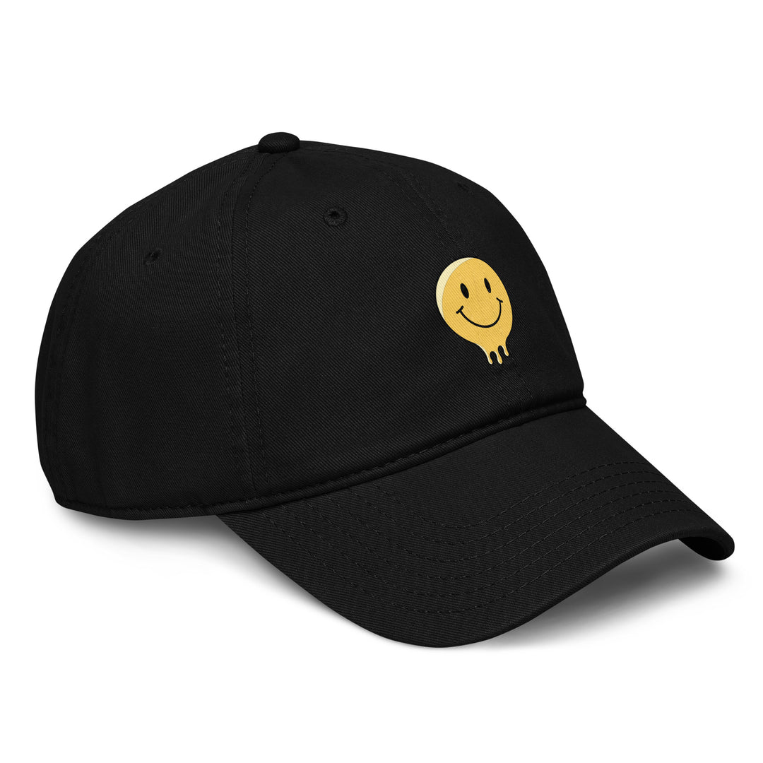Yellow Smiley Dad Hat – Black – Right Side