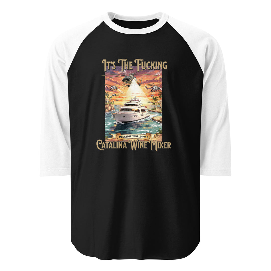 Catalina Wine Mixer — a Catalina Wine Mixer event-style design, printed on a 3/4 sleeve raglan shirt.