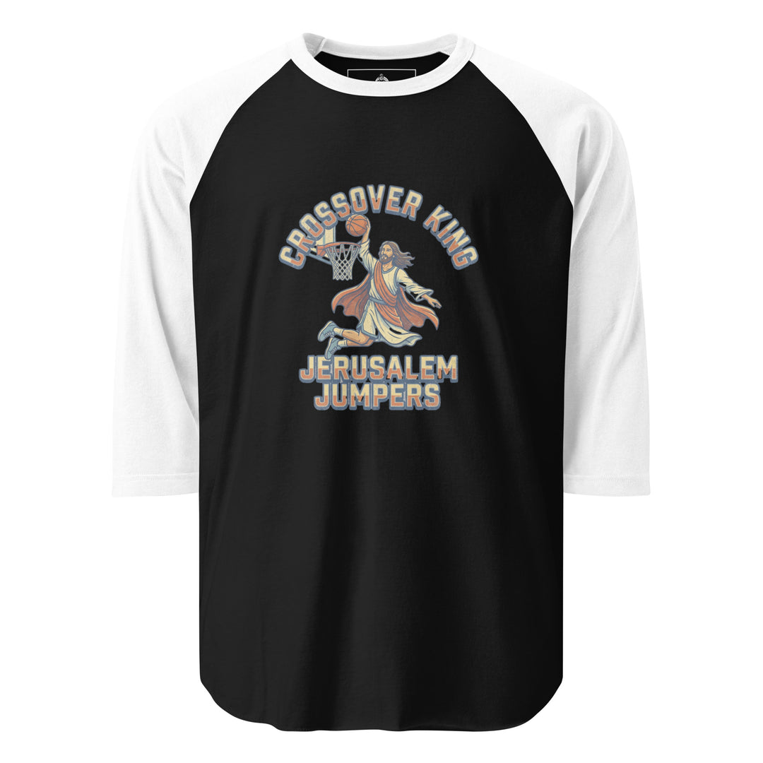 Crossover King — a basketball Crossover King design, printed on a 3/4 sleeve raglan shirt.