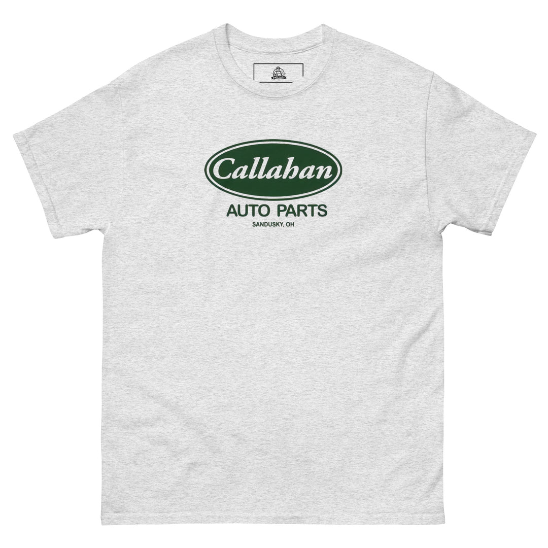 Callahan Auto Parts Funny Premium Funny Graphic T-Shirt – Ash Grey – Front View