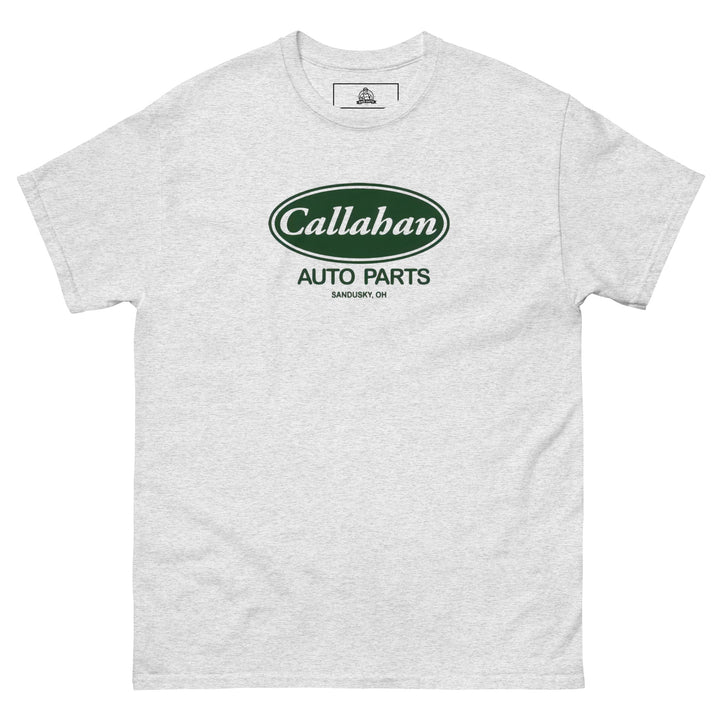 Callahan Auto Parts Funny Premium Funny Graphic T-Shirt – Ash Grey – Front View