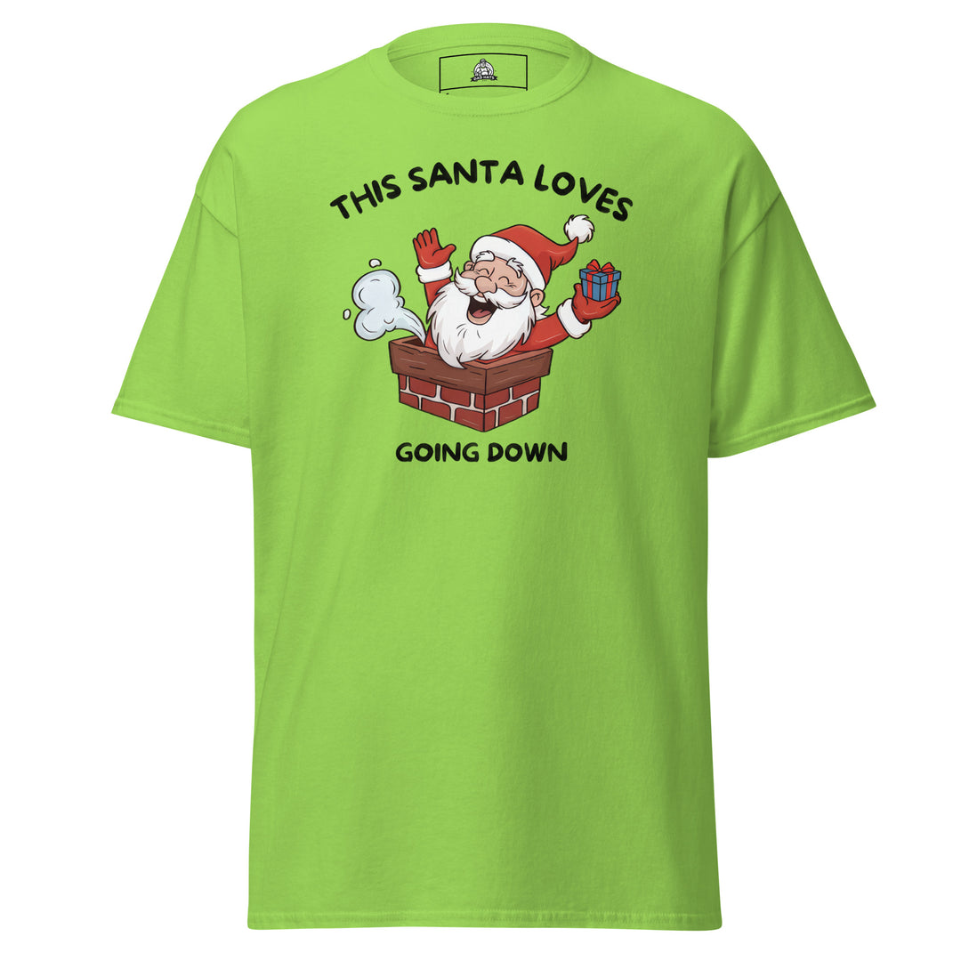 This Santa Loves Going Down Funny Christmas… Funny Graphic T-Shirt – Front View