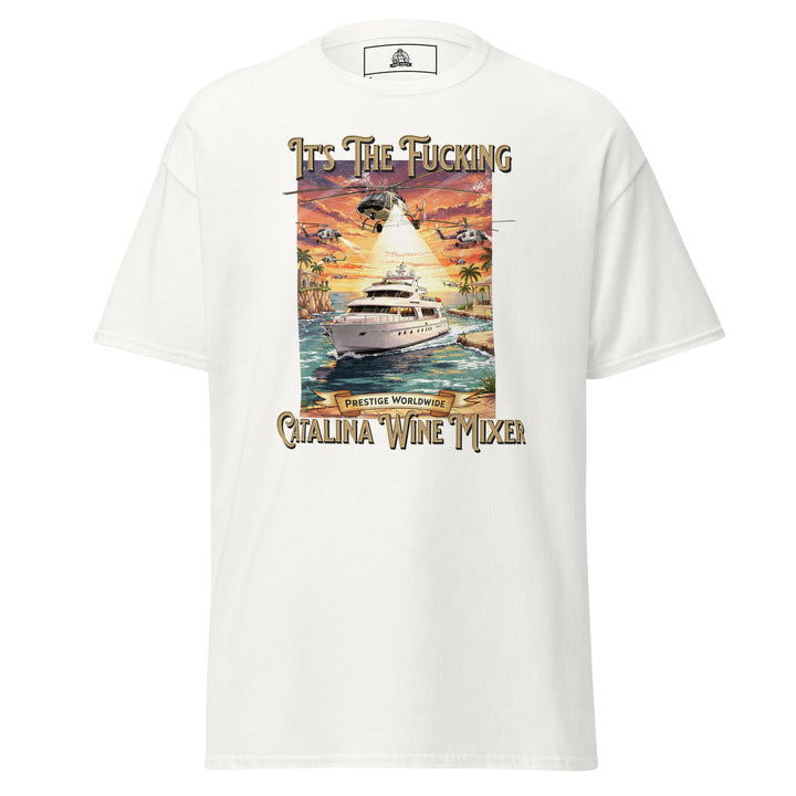 Catalina Wine Mixer Unisex Funny Graphic T-Shirt – White – Front View