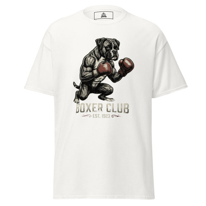 Boxer Club Unisex Graphic Funny Graphic T-Shirt – White – Front View