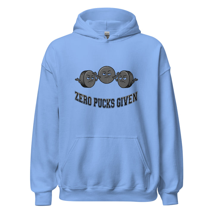 Zero Pucks Given — a Zero Pucks Given hockey design with a puck, printed on a unisex hoodie.