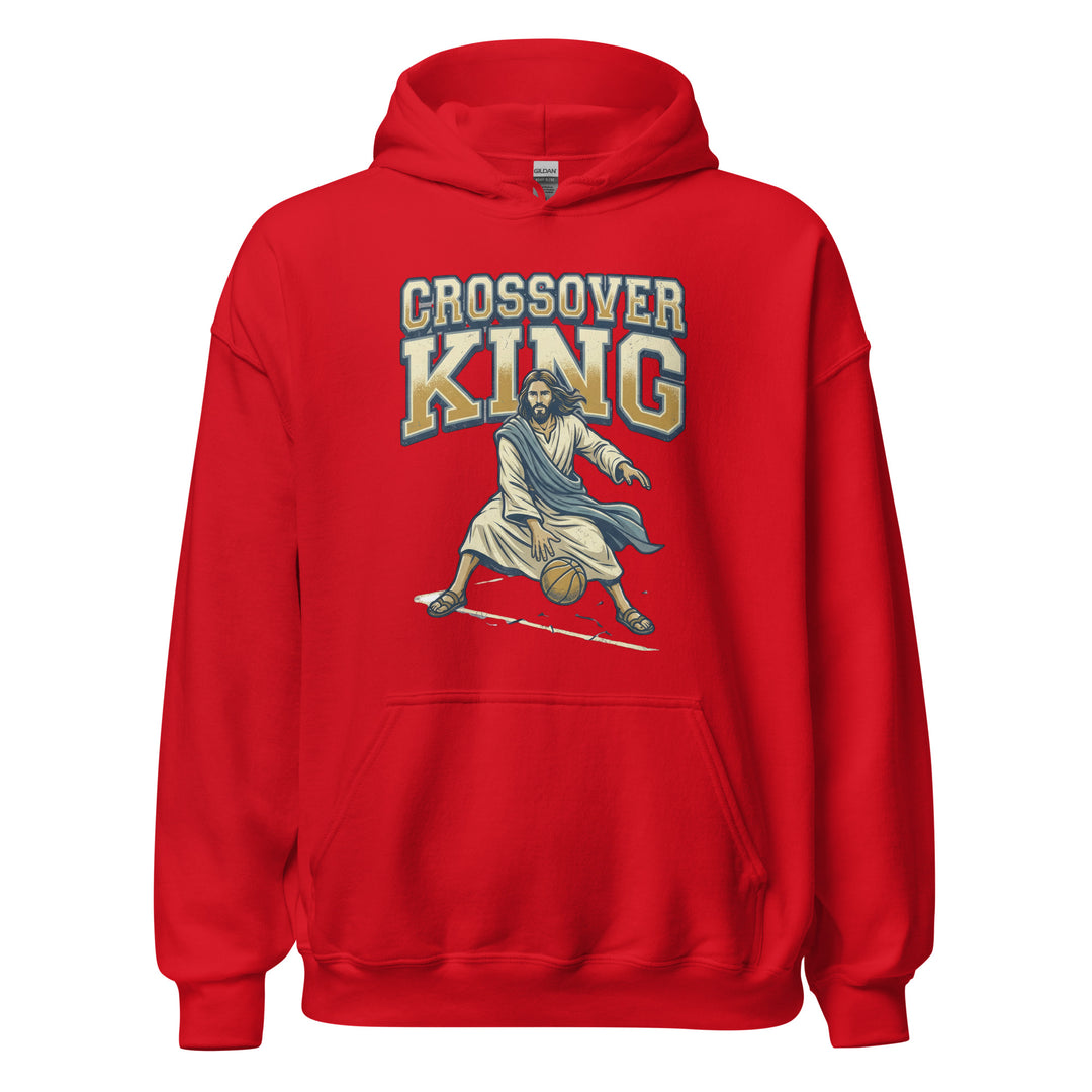 Jesus Crossover King — Jesus playing basketball as the Crossover King with a halo, printed on a unisex hoodie.