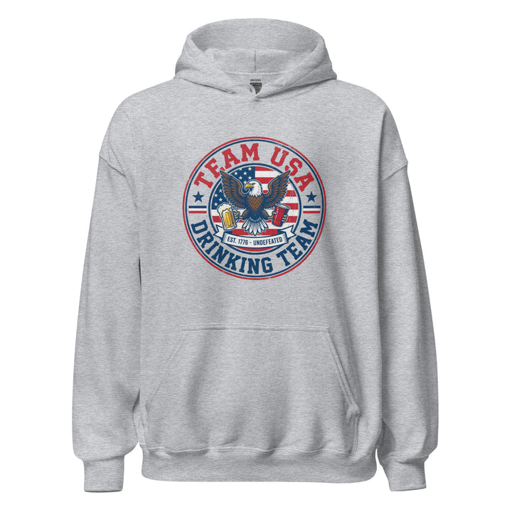 Team USA Drinking Team — a Team USA Drinking Team patriotic design, printed on a unisex hoodie.