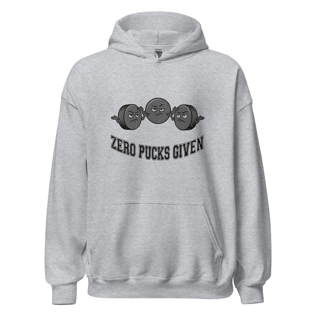 Zero Pucks Given — a Zero Pucks Given hockey design with a puck, printed on a unisex hoodie.