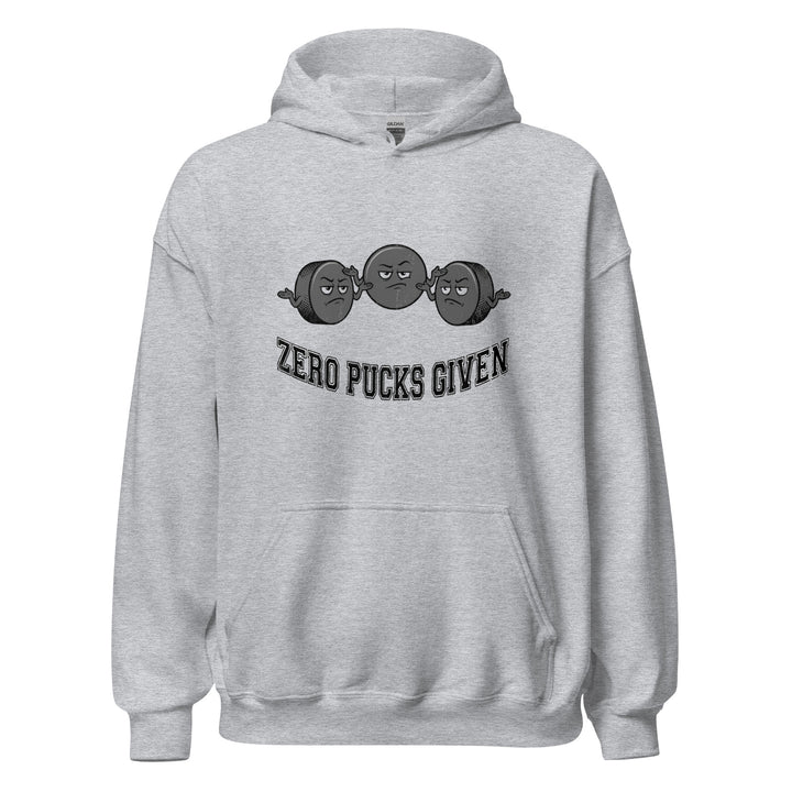 Zero Pucks Given — a Zero Pucks Given hockey design with a puck, printed on a unisex hoodie.