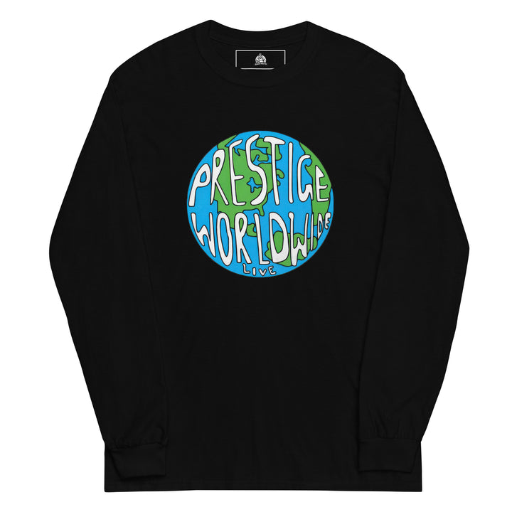 Prestige Worldwide — a Prestige Worldwide company-logo design, printed on a long sleeve shirt.