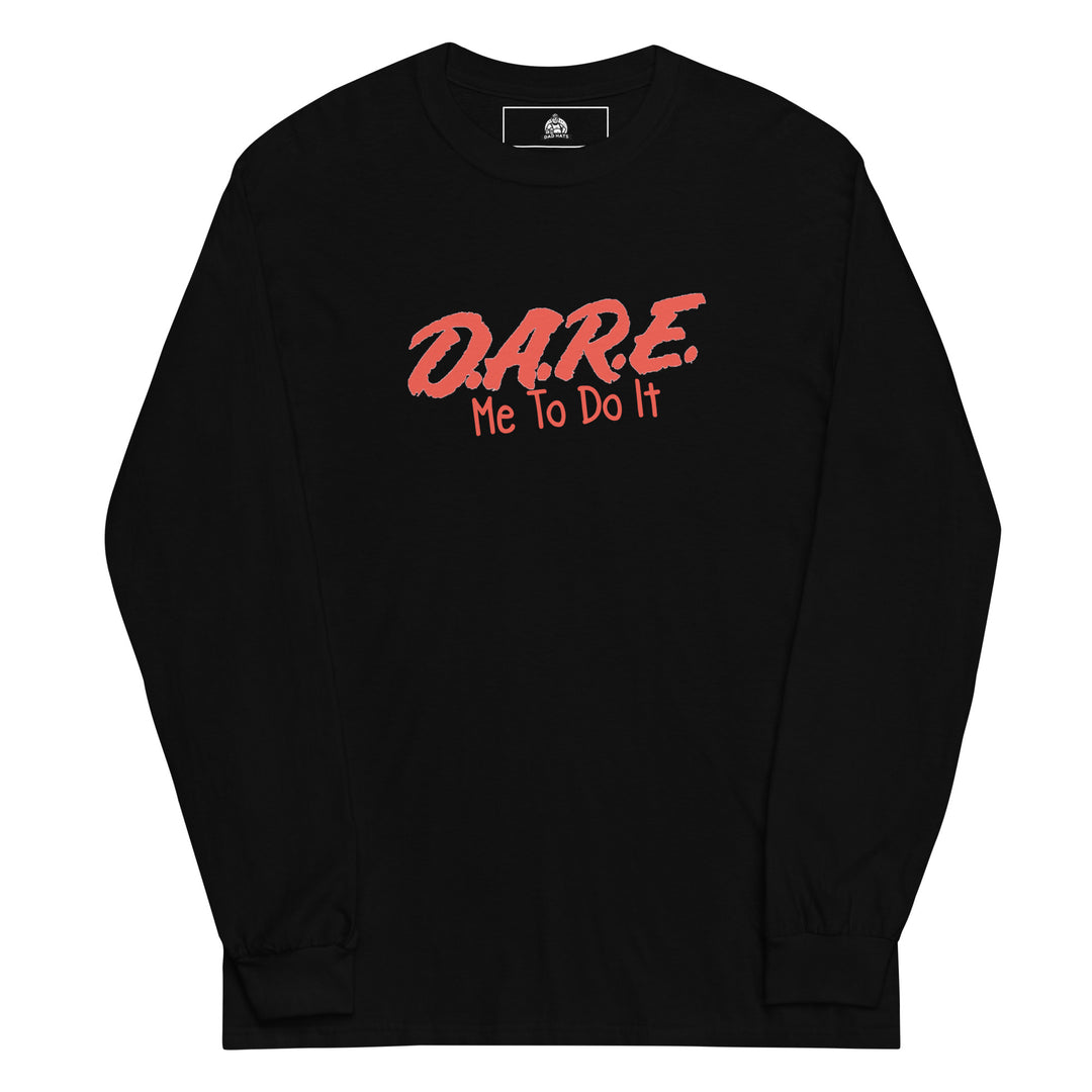 Dare Me To Do It — a mischievous Dare Me To Do It character design, printed on a long sleeve shirt.