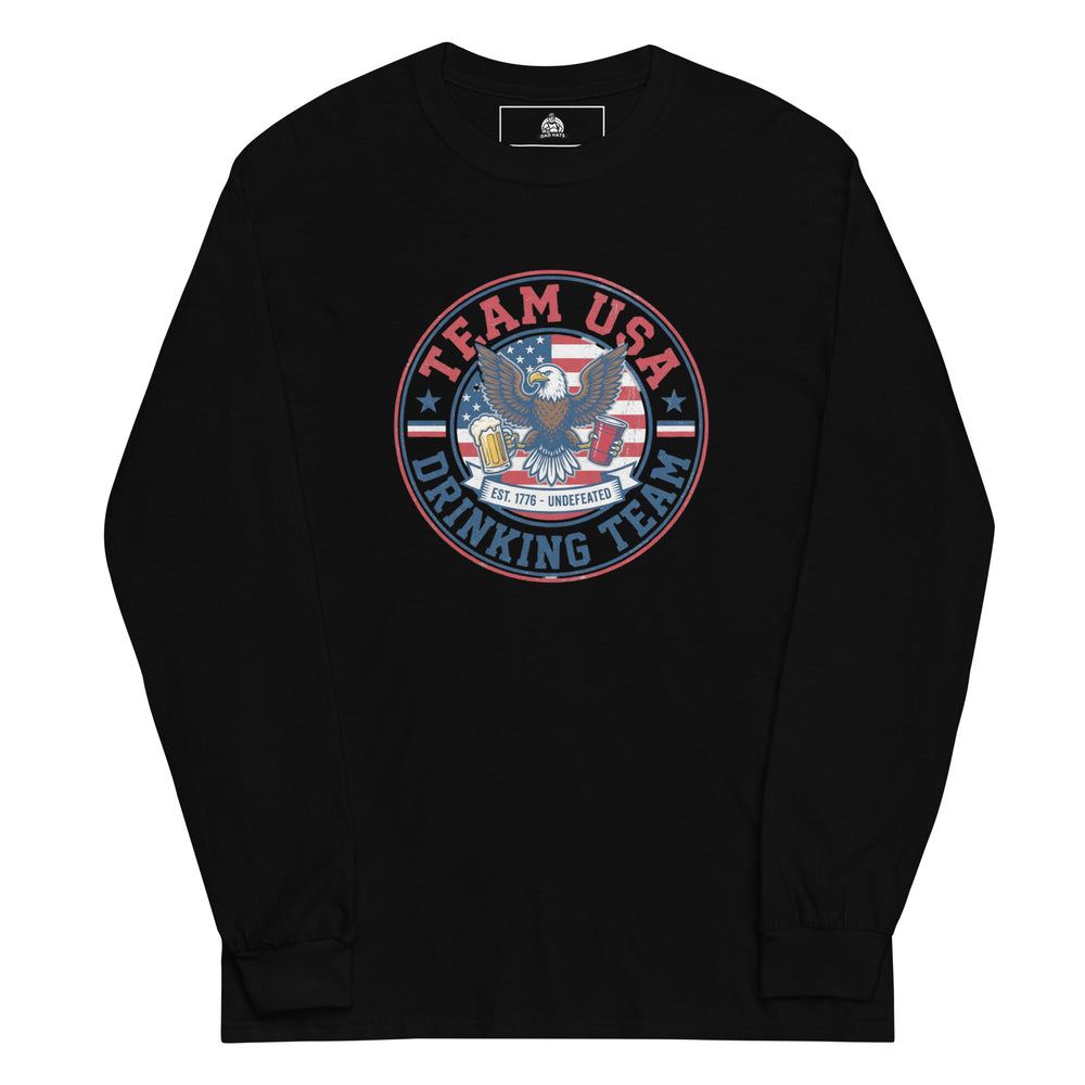 Team USA Drinking Team — a Team USA Drinking Team patriotic design, printed on a long sleeve shirt.