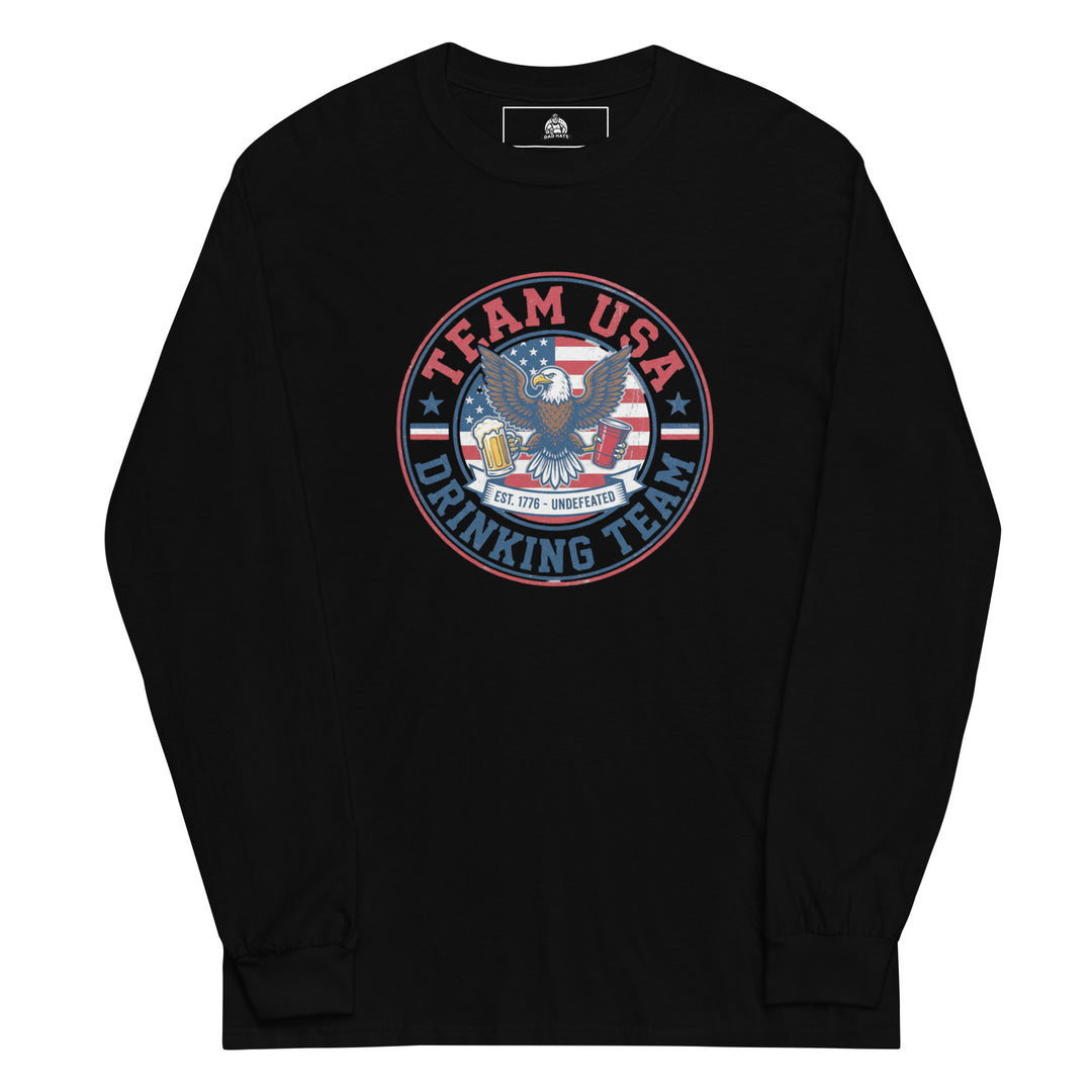 Team USA Drinking Team — a Team USA Drinking Team patriotic design, printed on a long sleeve shirt.