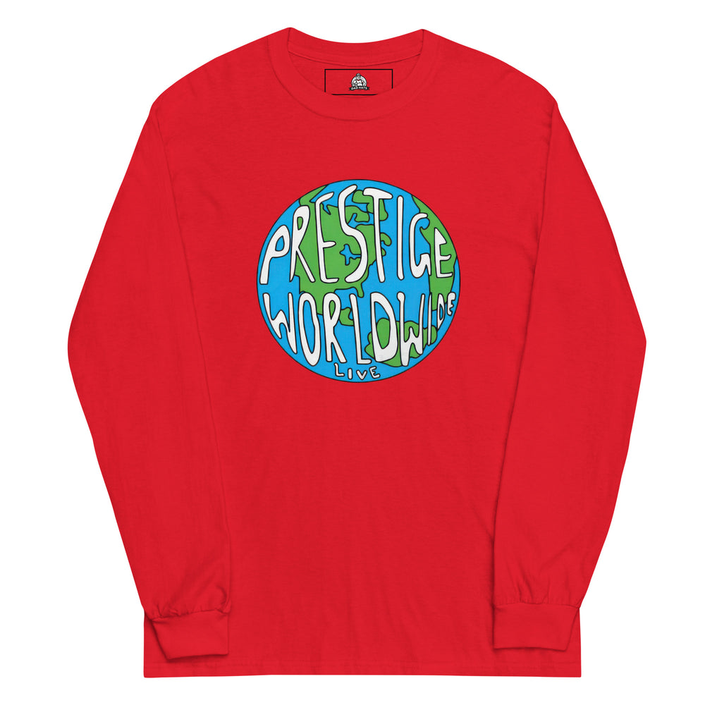 Prestige Worldwide — a Prestige Worldwide company-logo design, printed on a long sleeve shirt.