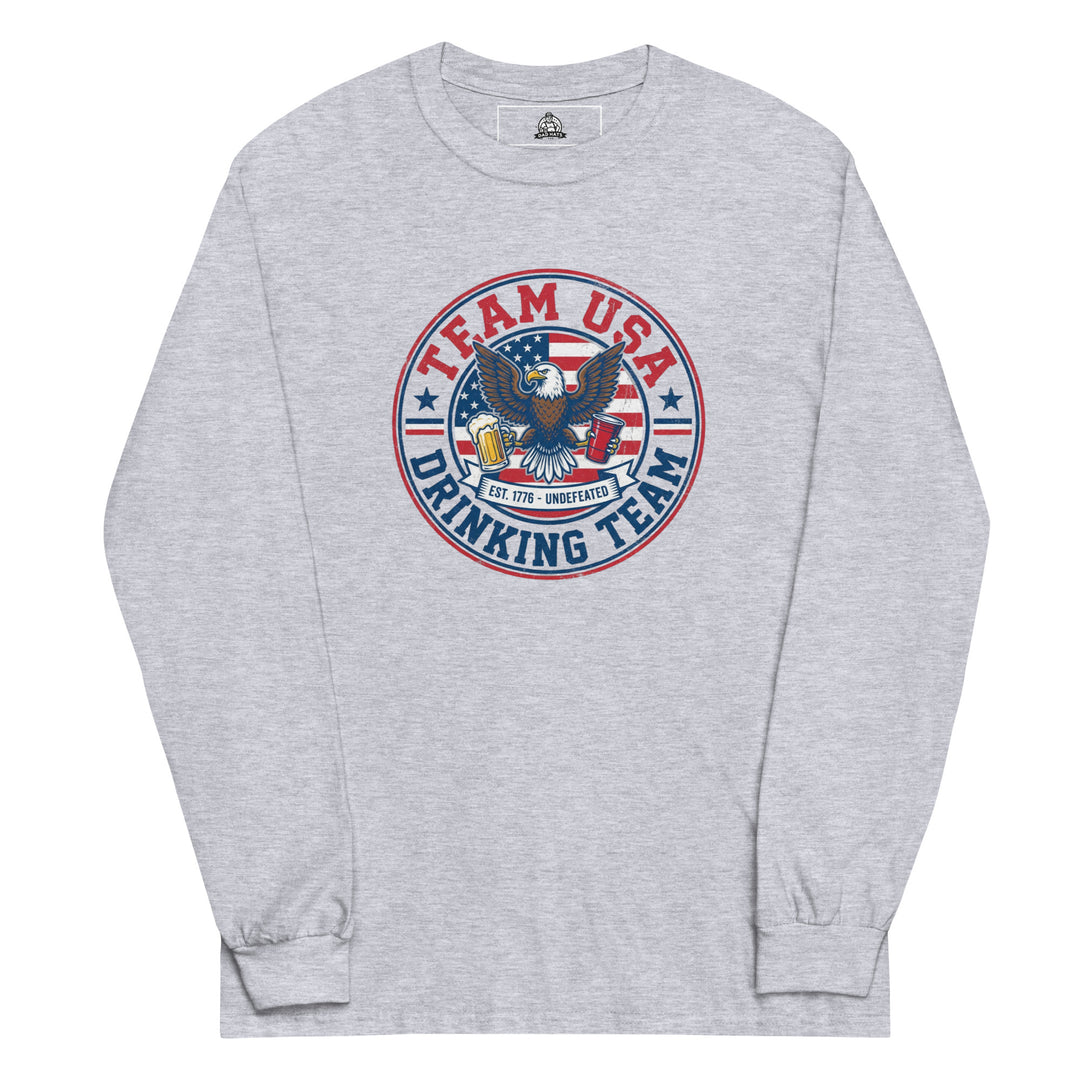 Team USA Drinking Team — a Team USA Drinking Team patriotic design, printed on a long sleeve shirt.