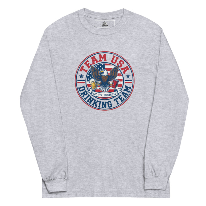 Team USA Drinking Team — a Team USA Drinking Team patriotic design, printed on a long sleeve shirt.