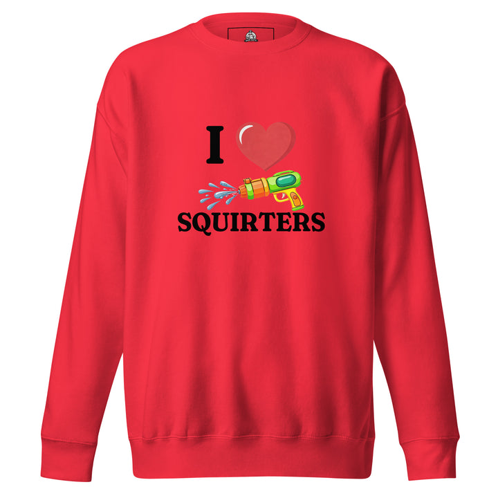 I Heart Squirters — an I Heart Squirters design with a colorful squirt gun, printed on a unisex sweatshirt.